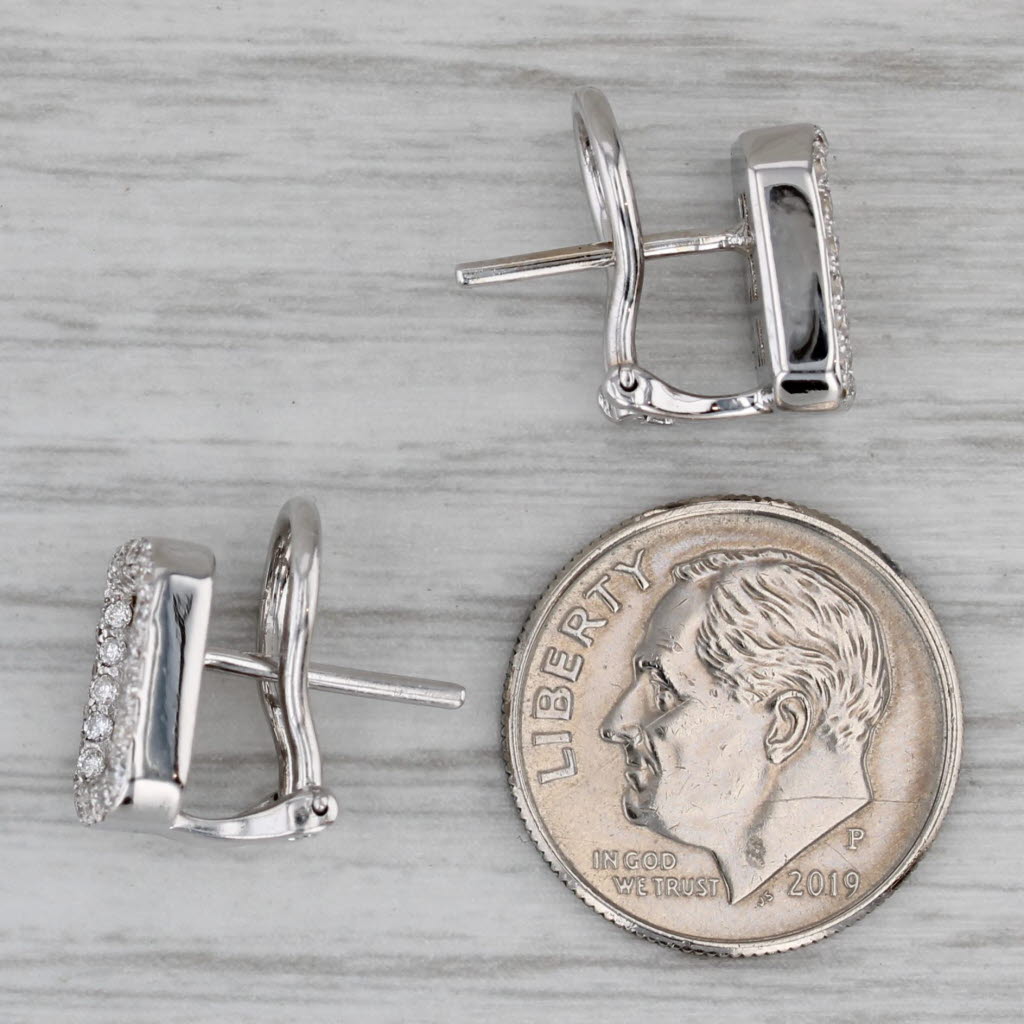 Dark Gray 1.46ctw Diamond Halo Stud Earrings 18k White Gold Omega Backs