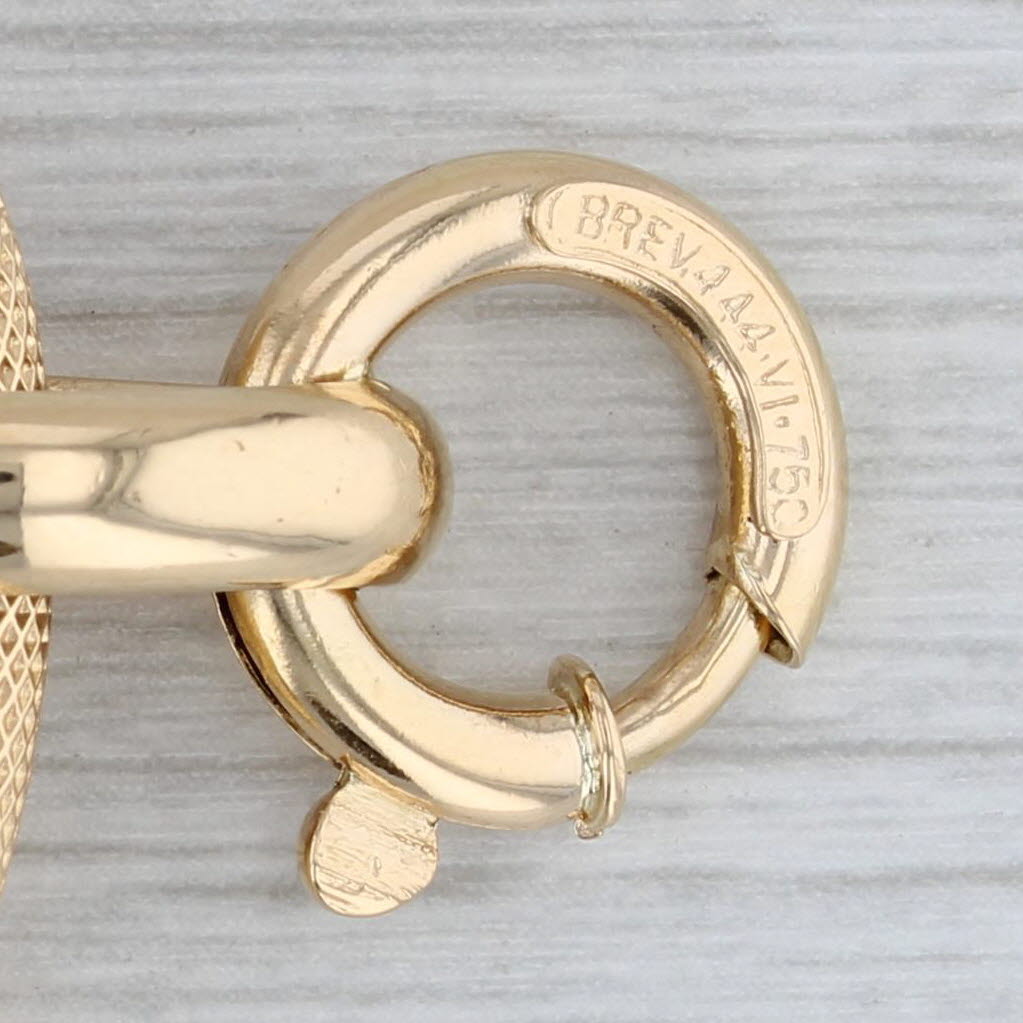 Gray 8.25" Textured Gold Statement Bracelet 18k Yellow Gold 16.6mm Italian
