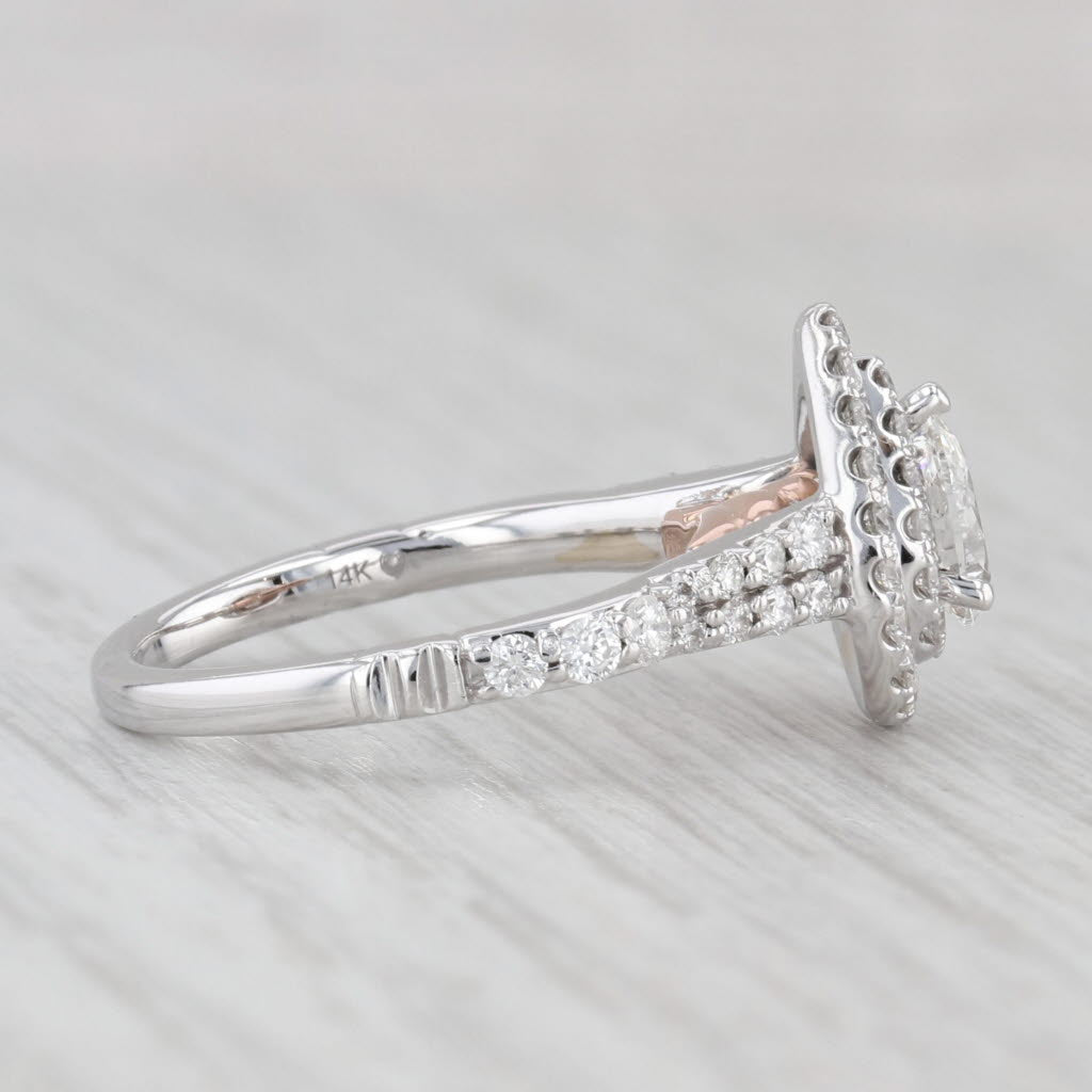 Light Gray 0.94ctw Pear Diamond Halo Engagement Ring 14k White Gold Disney Ariel Size 5.5