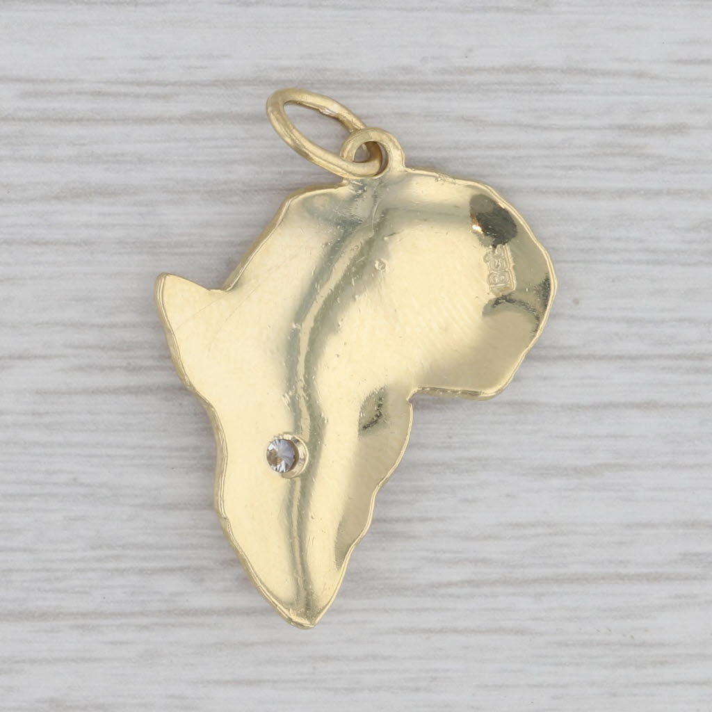 Gray Custom Made 0.10ct Diamond Africa Pendant Hammered 18k Yellow Gold
