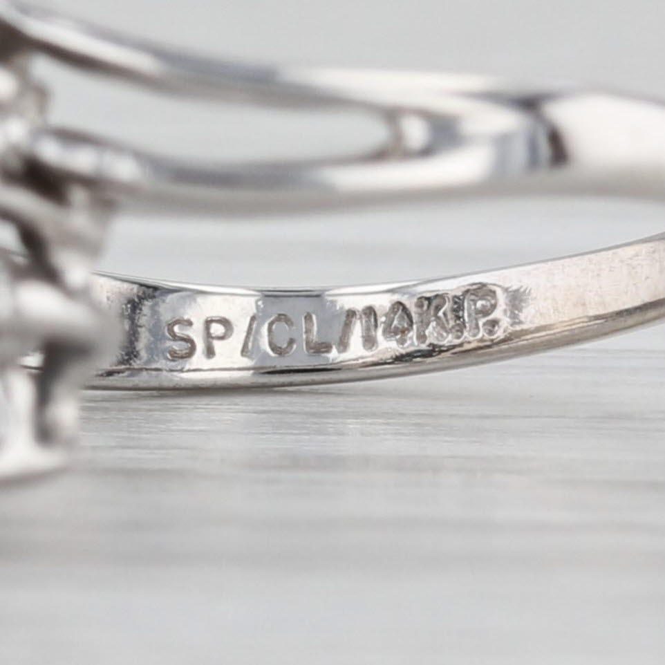 1ctw Blue Sapphire Diamond Cluster Bypass Ring 14k White Gold Size 5.25