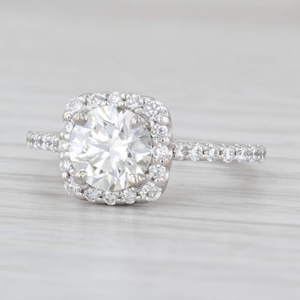 Ritani Cert GIA 1.69ctw Diamond Halo Engagement Ring 14k White Gold Size 5