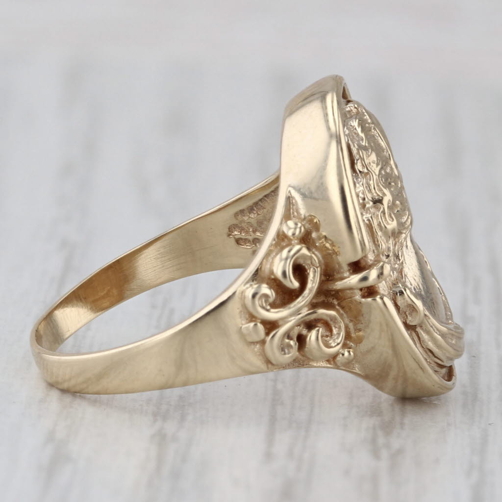 Cameo Portrait Style Ring 10k Yellow Gold Size 7.5 Figural Female