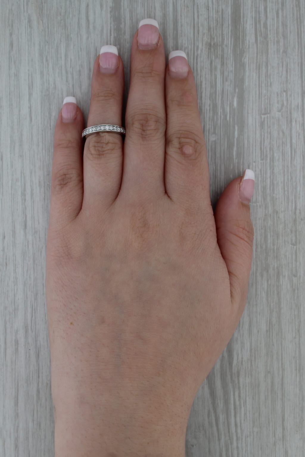 0.54ctw Diamond Wedding Ring 14k White Gold Size 4.5 Stackable Anniversary Band