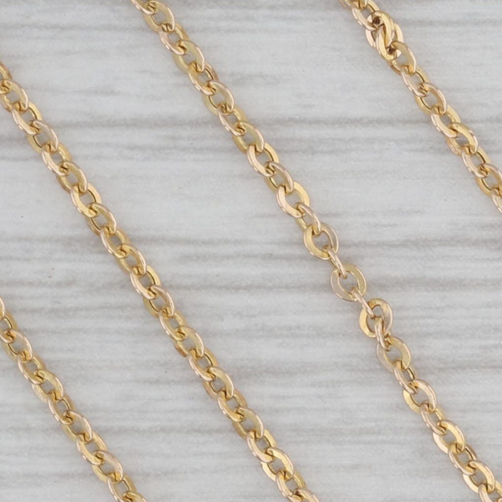 Gray Long Cable Chain Necklace 14k Yellow Gold 32" 1mm