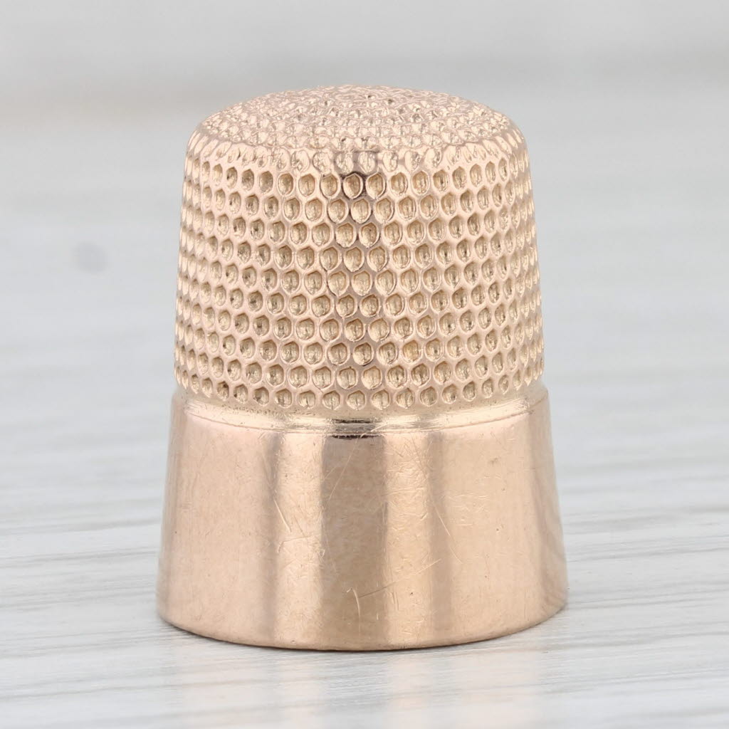 Light Gray Antique Simons Bros Size 7 Thimble 14k Yellow Gold Engraved Sewing