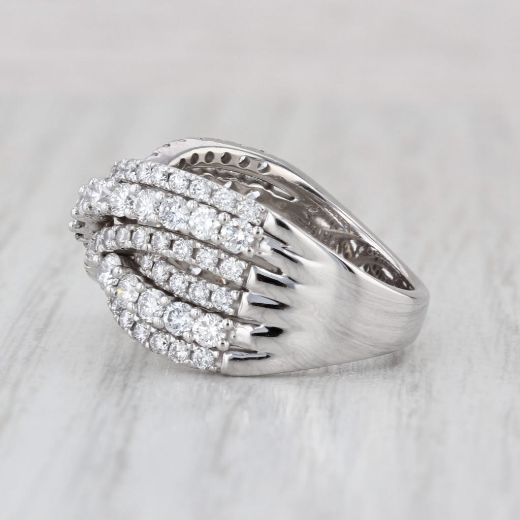 Multiband 1.09ctw Lab Created Diamond X Ring 14k White Gold Size 7.25