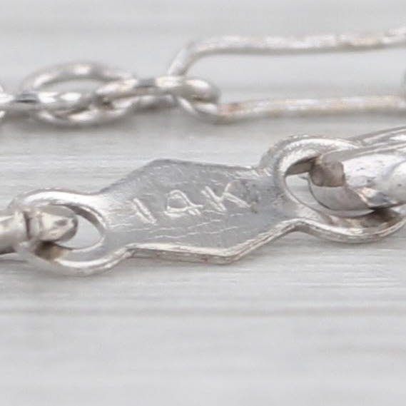 Figaro Cable Chain Necklace 14k White Gold 15" 1.6mm