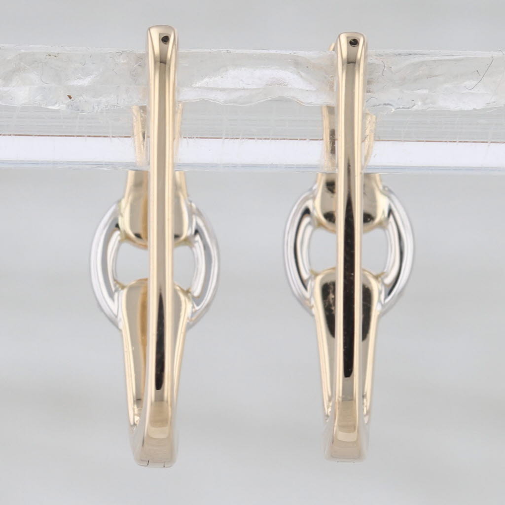 Audry Rose 2-Toned Diamond Buckle Hoop Earrings 14k White Yellow Gold Hoops