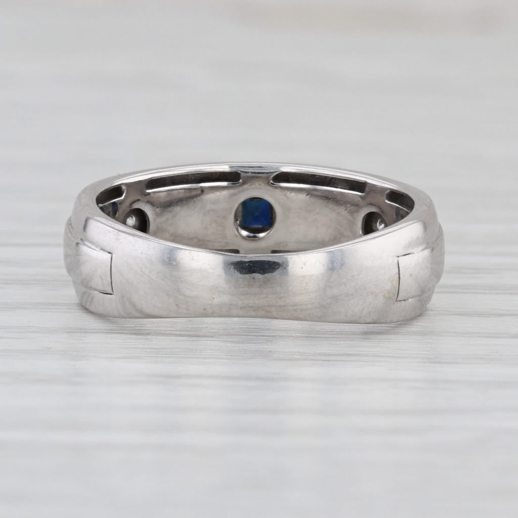 0.50ctw Blue Sapphire Diamond Ring 10k White Gold Size 8 Wedding Band Stackable