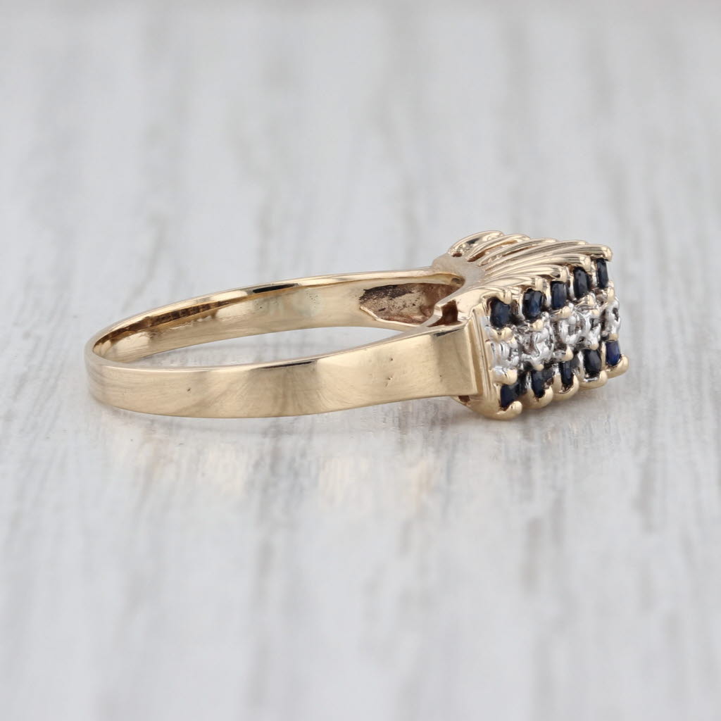 0.20ctw Blue Sapphire Diamond Rooftop Ring 10k Yellow Gold Size 8 Stackable