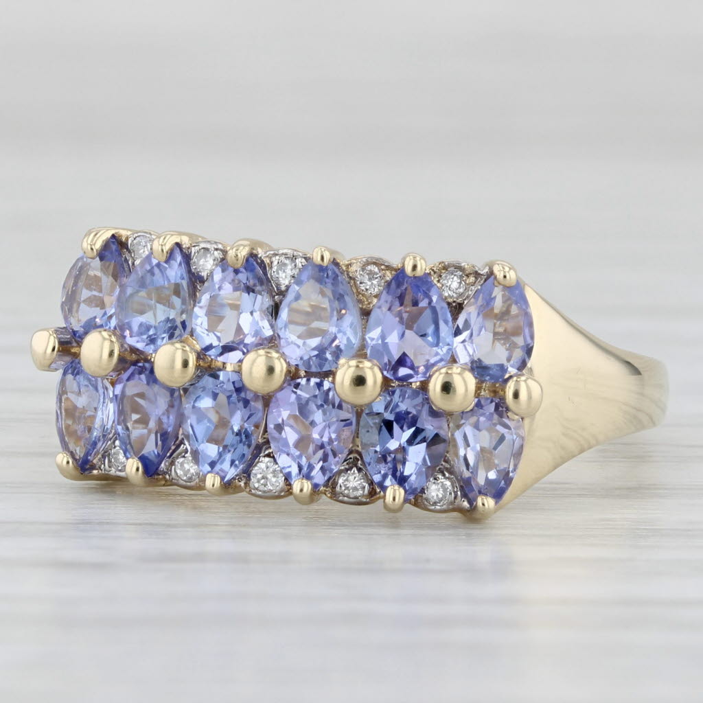 Light Gray 1.54ctw Tanzanite Cluster Diamond Ring 14k Yellow Gold Size 8