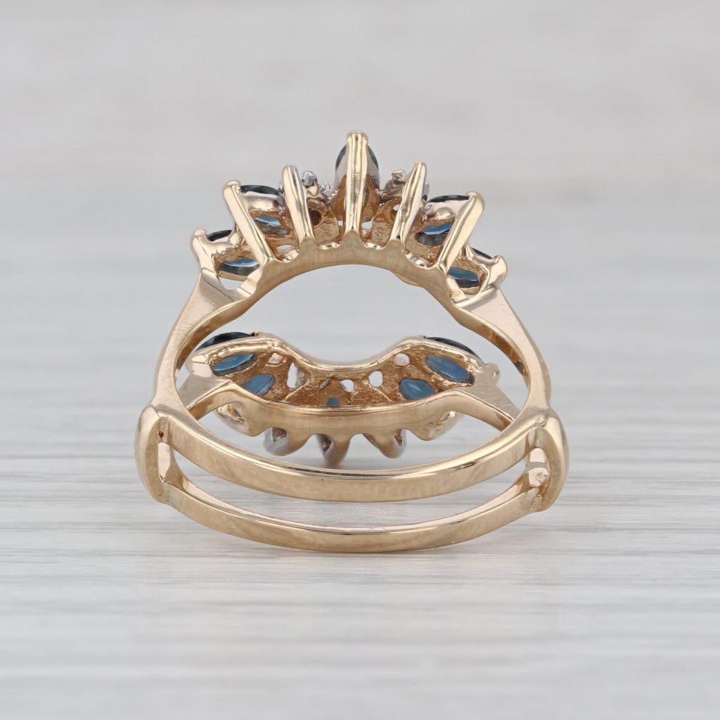 1.29ctw Diamond Blue Sapphire Ring Jacket Enhancer 14k Yellow Gold Size 7