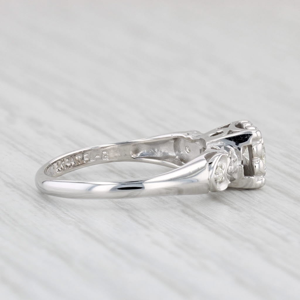 Light Gray Vintage 0.18ctw Diamond Engagement Ring 14k White Gold Size 5.75