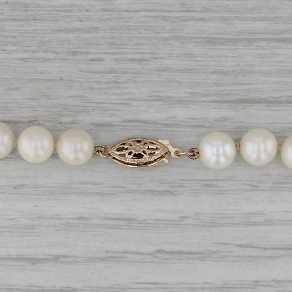 6.5-7mm Cultured Pearl Single Strand Necklace 14k Yellow Gold 18"
