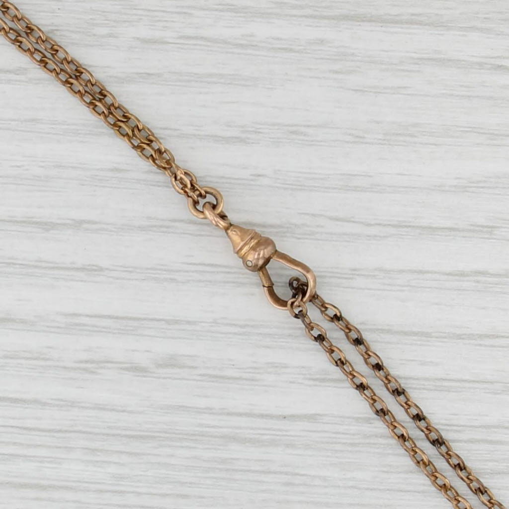 Antique Pocket Watch Chain Necklace Glass Slide Gold Filled Cable Chain 24.75"