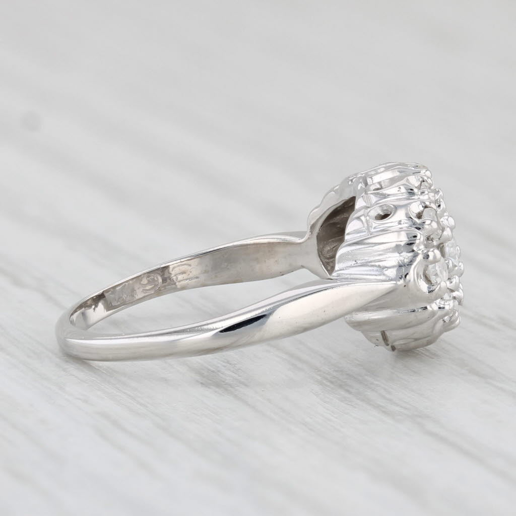Light Gray Vintage 0.38ctw Diamond Princess Ring 14k White Gold Size 3.75 Halo 3-Stone