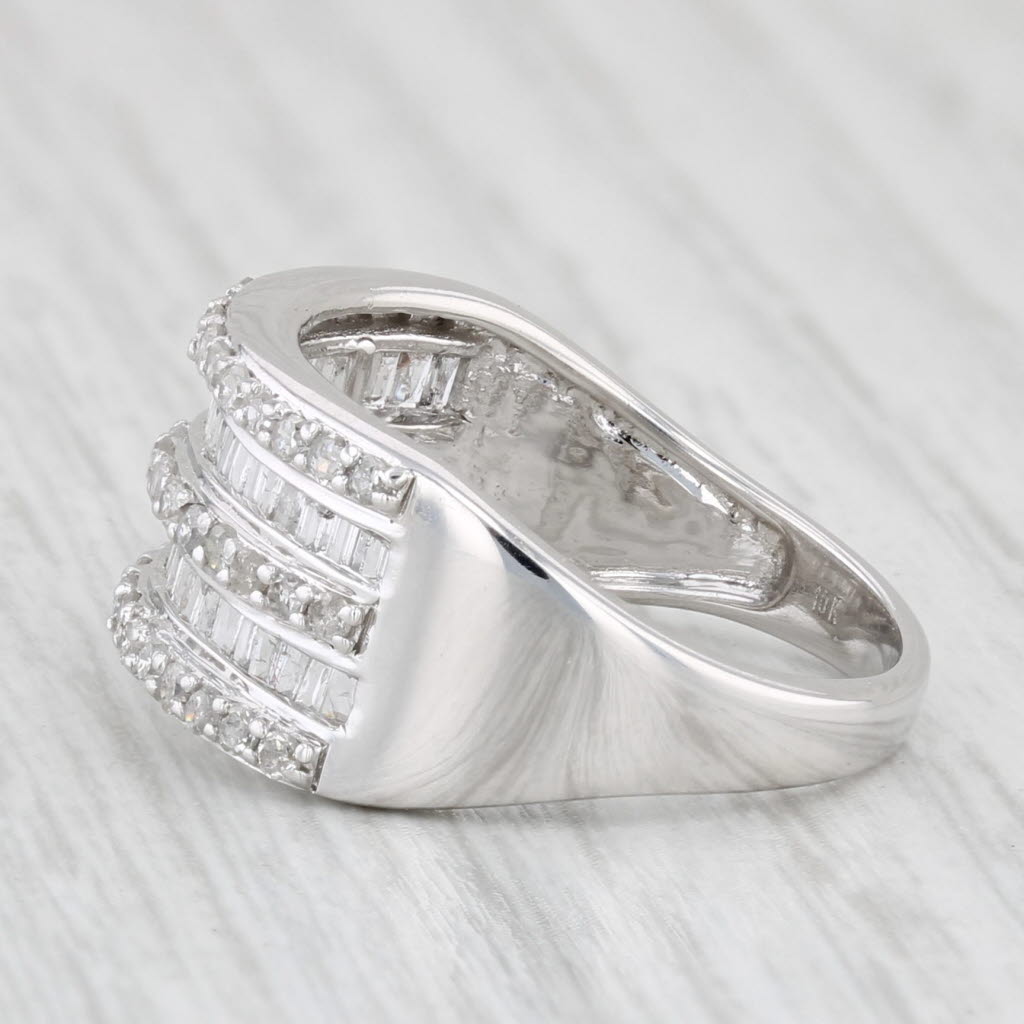 Light Gray 0.90ctw Diamond Ring 10k White Gold Size 7 Stacking Design