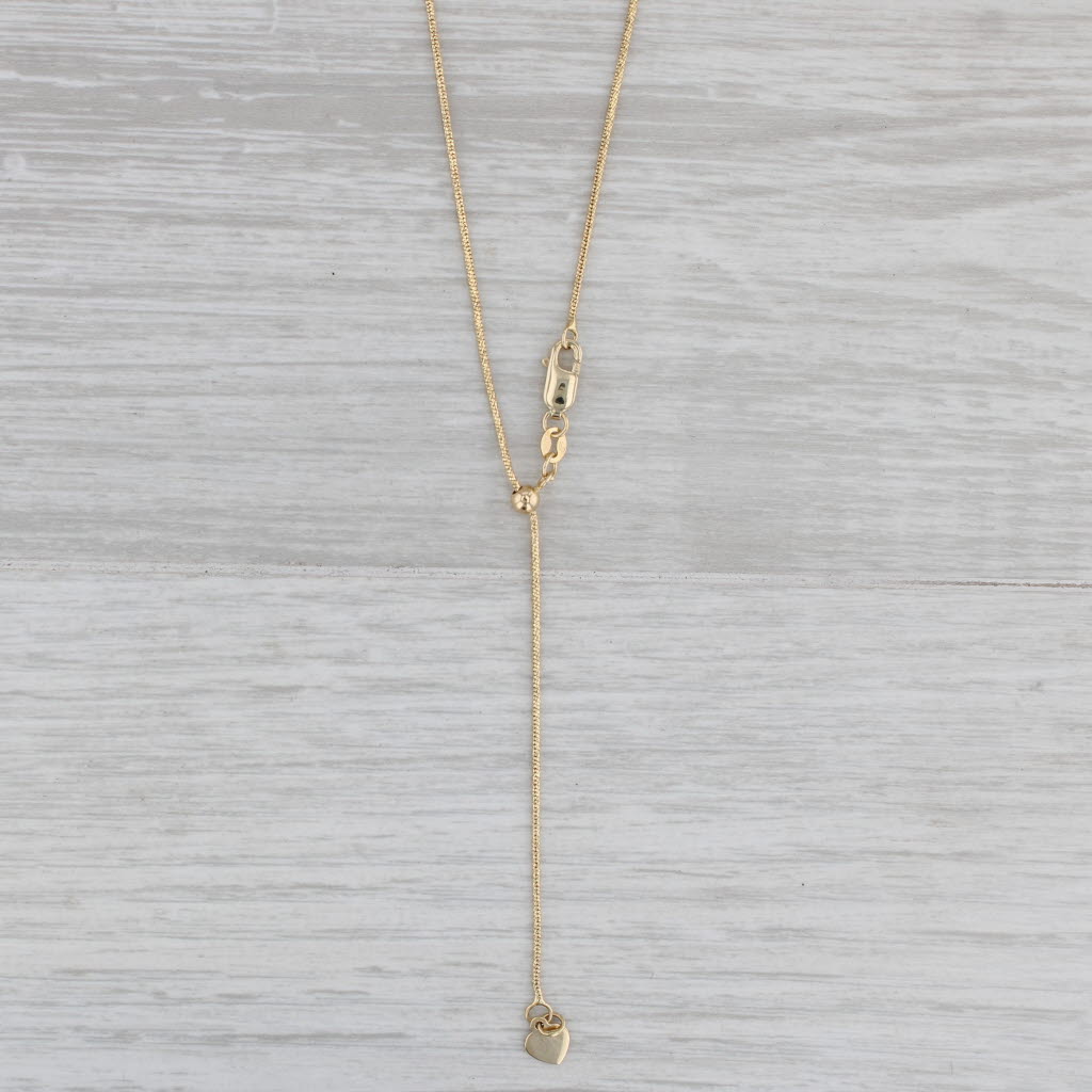 Gray Snake Chain Lariat Back Necklace 14k Yellow Gold Adjustable Length