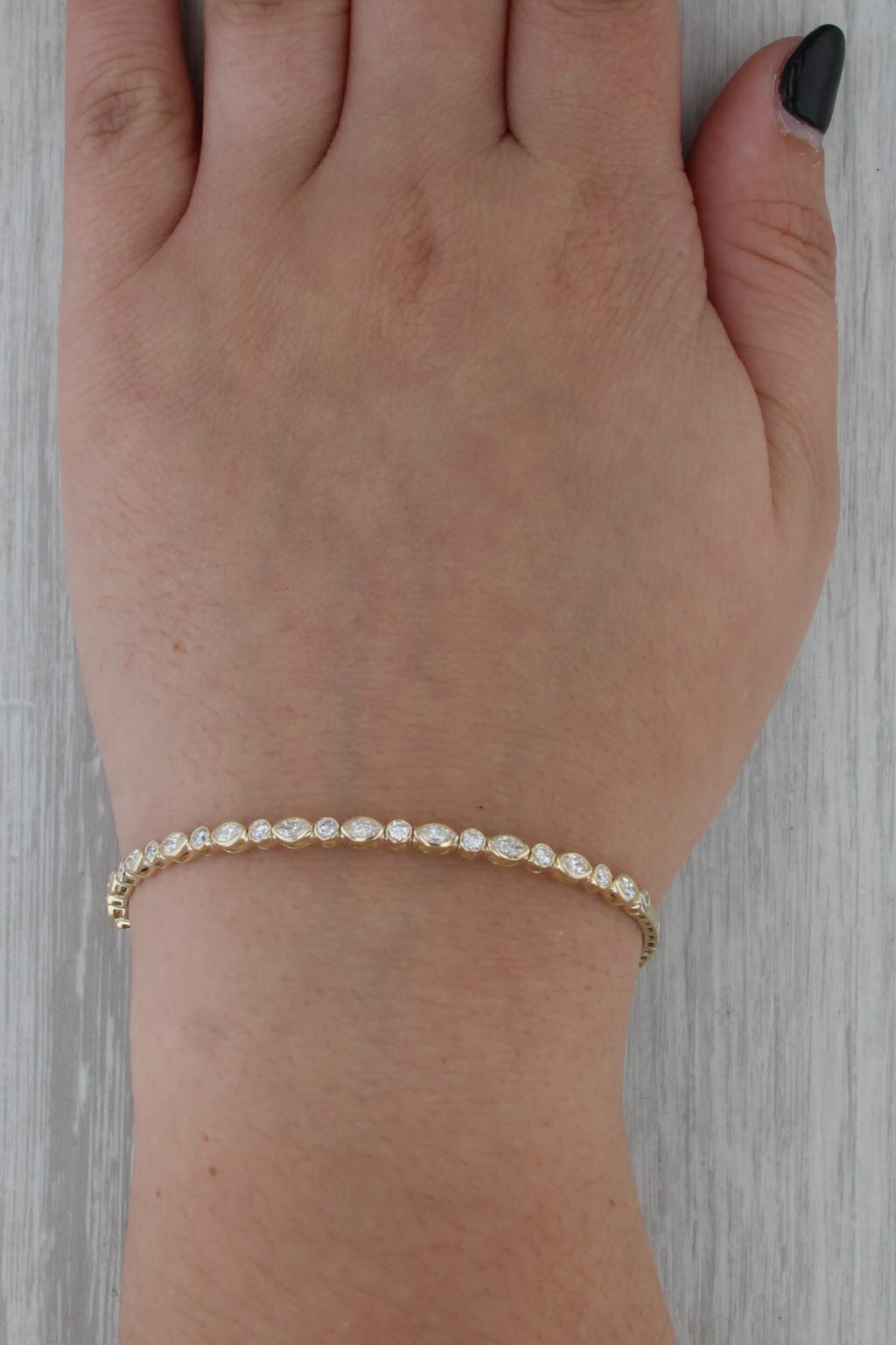 New1.50ctw Diamond Flexible Bangle Bracelet 6.75" 14k Yellow Gold
