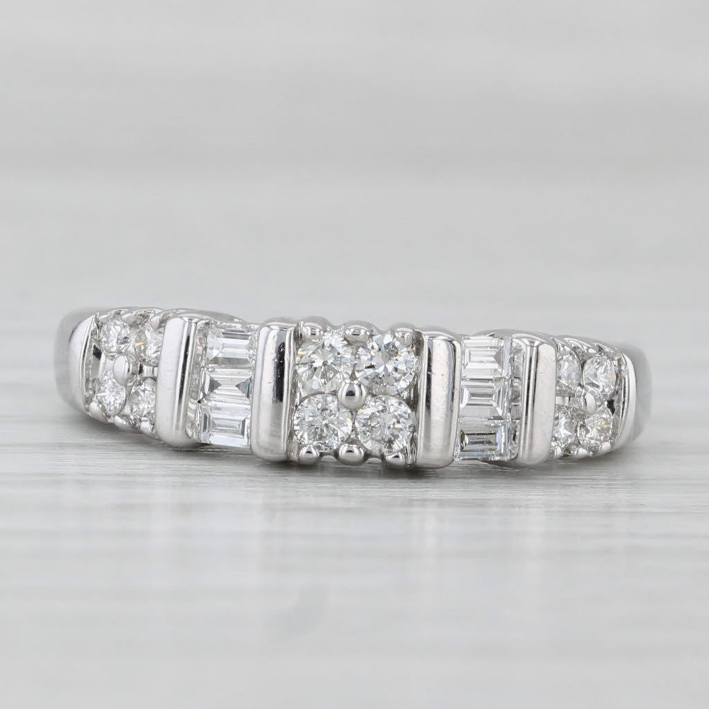 Light Gray 0.59ctw Diamond Ring 14k White Gold Size 6.75 Wedding Anniversary Band