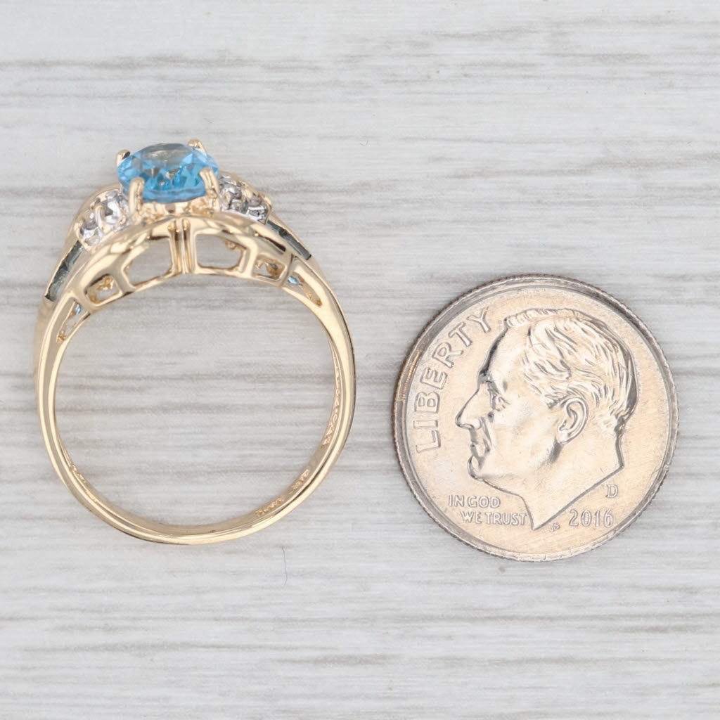 Light Gray 2.70ctw Oval Blue Topaz Ring 10k Yellow Gold Size 7.25