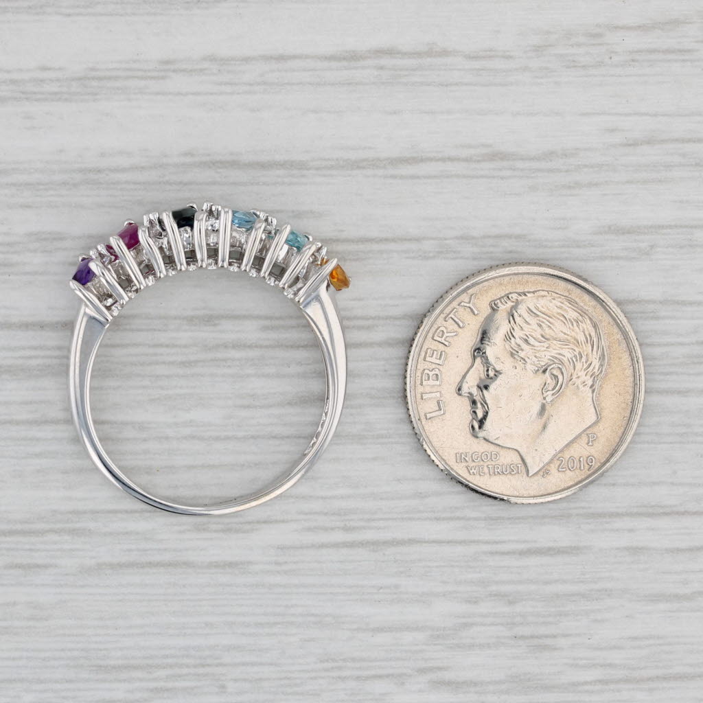 Gray 0.79ctw Gemstone Stackable Ring 10k White Gold Size 7 Multi-Stone