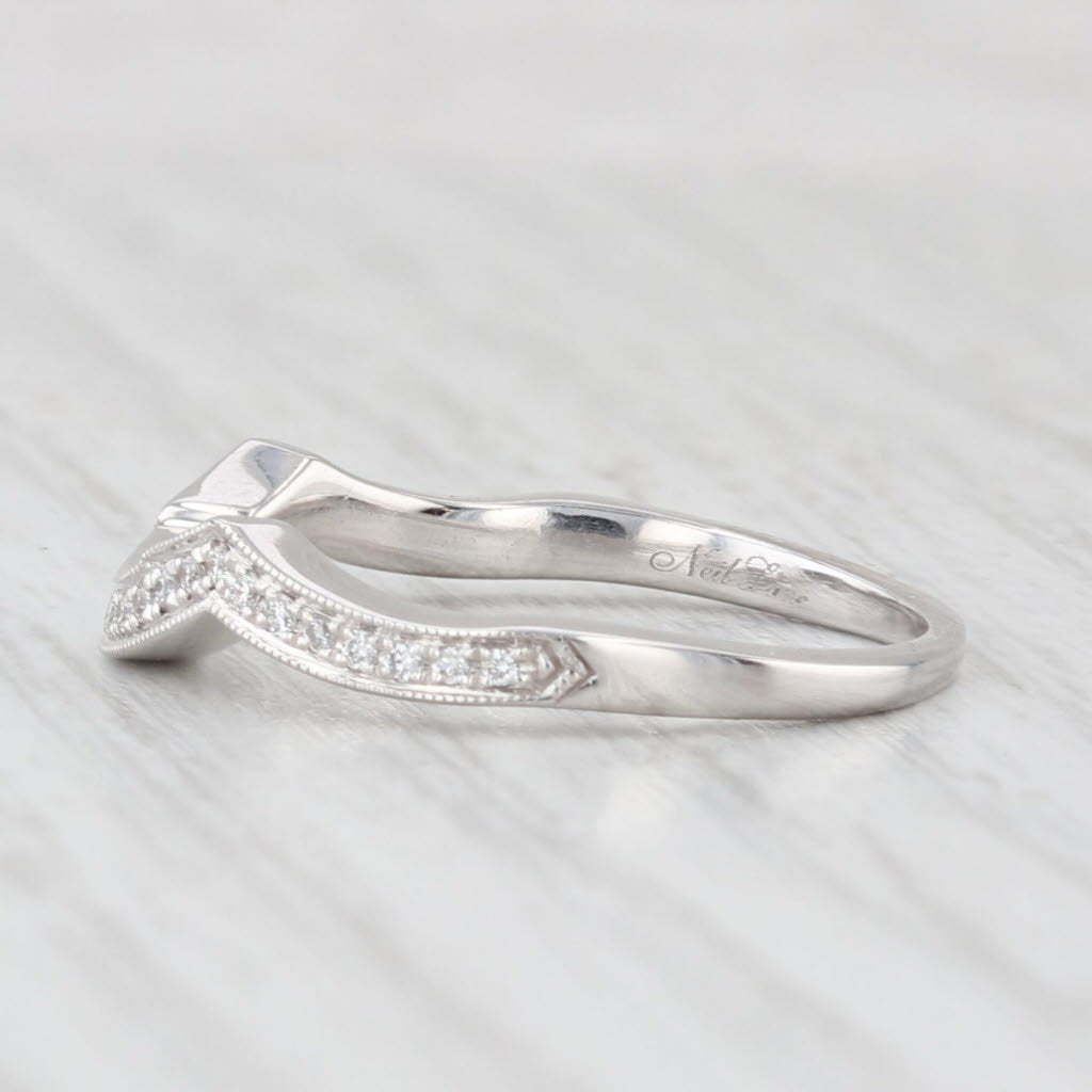 Neil Lane 0.12ctw Diamond Wedding Band Contoured Ring Guard 14k White Gold