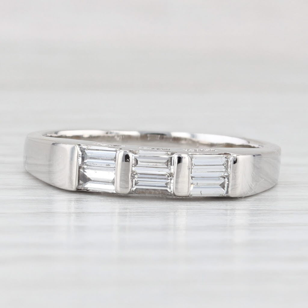 Light Gray 0.52ctw Diamond Wedding Ring Platinum Size 7.5 Stackable Band Anniversary