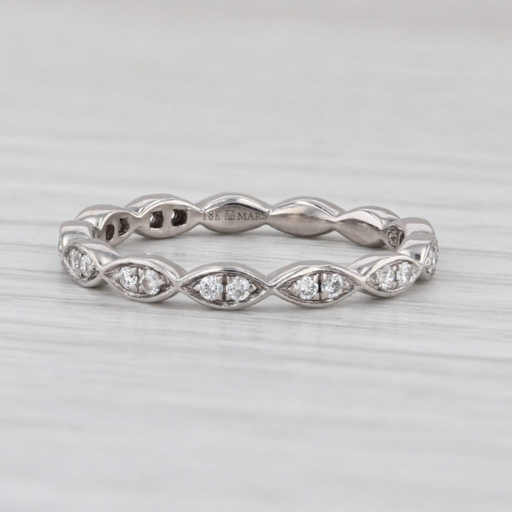 0.20ctw Diamond Band 18k White Gold Stackable Wedding Ring Size 6