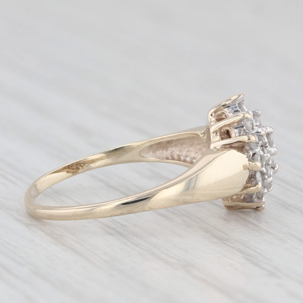 Light Gray 0.20ctw Diamond Cluster Ring 10k Yellow Gold Engagement Size 4.75
