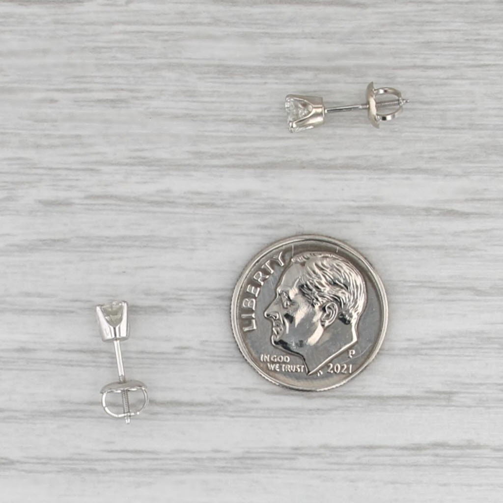 0.51ctw Round Diamond Solitaire Stud Earrings 10k White Gold Studs