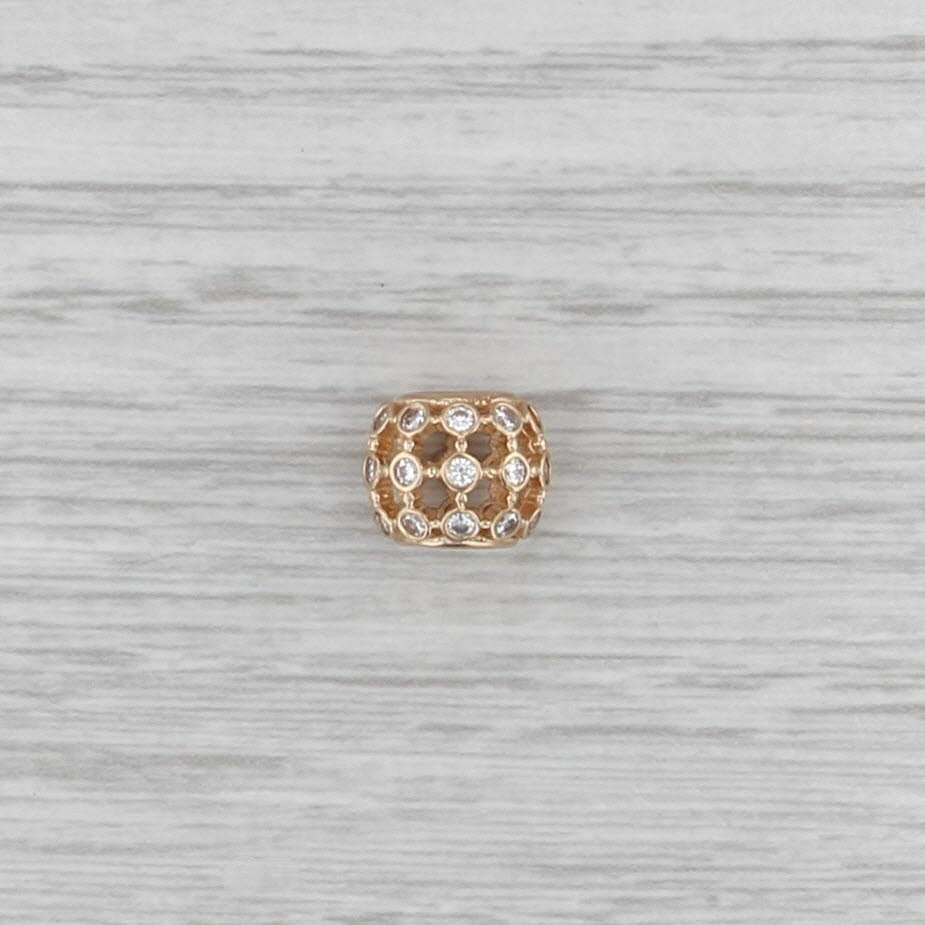New Authentic Pandora Openwork Pave Flower Charm 750825CZ 14k Gold Bead