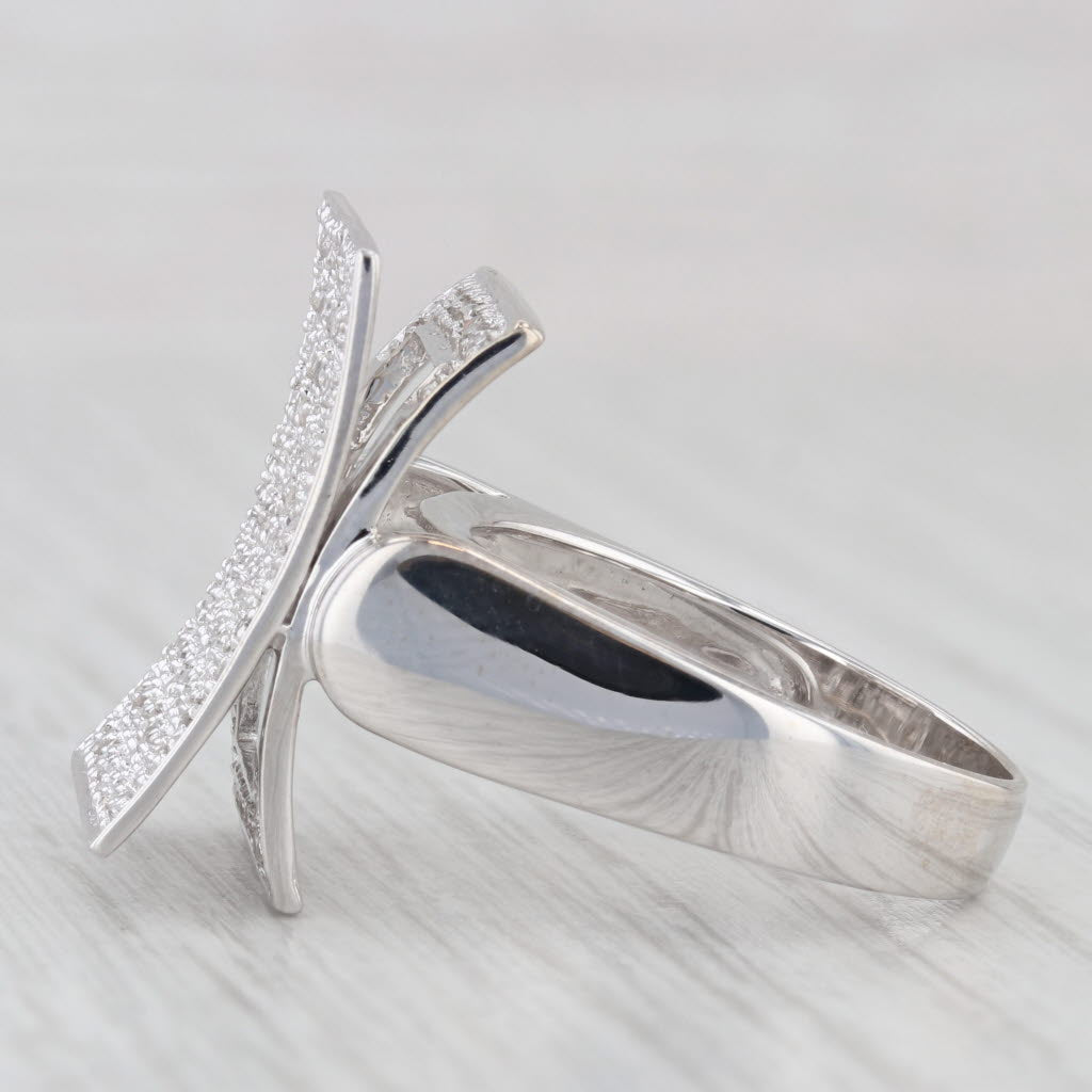 Light Gray 0.40ctw Diamond Statement Cocktail Ring 14k White Gold Size 9.25
