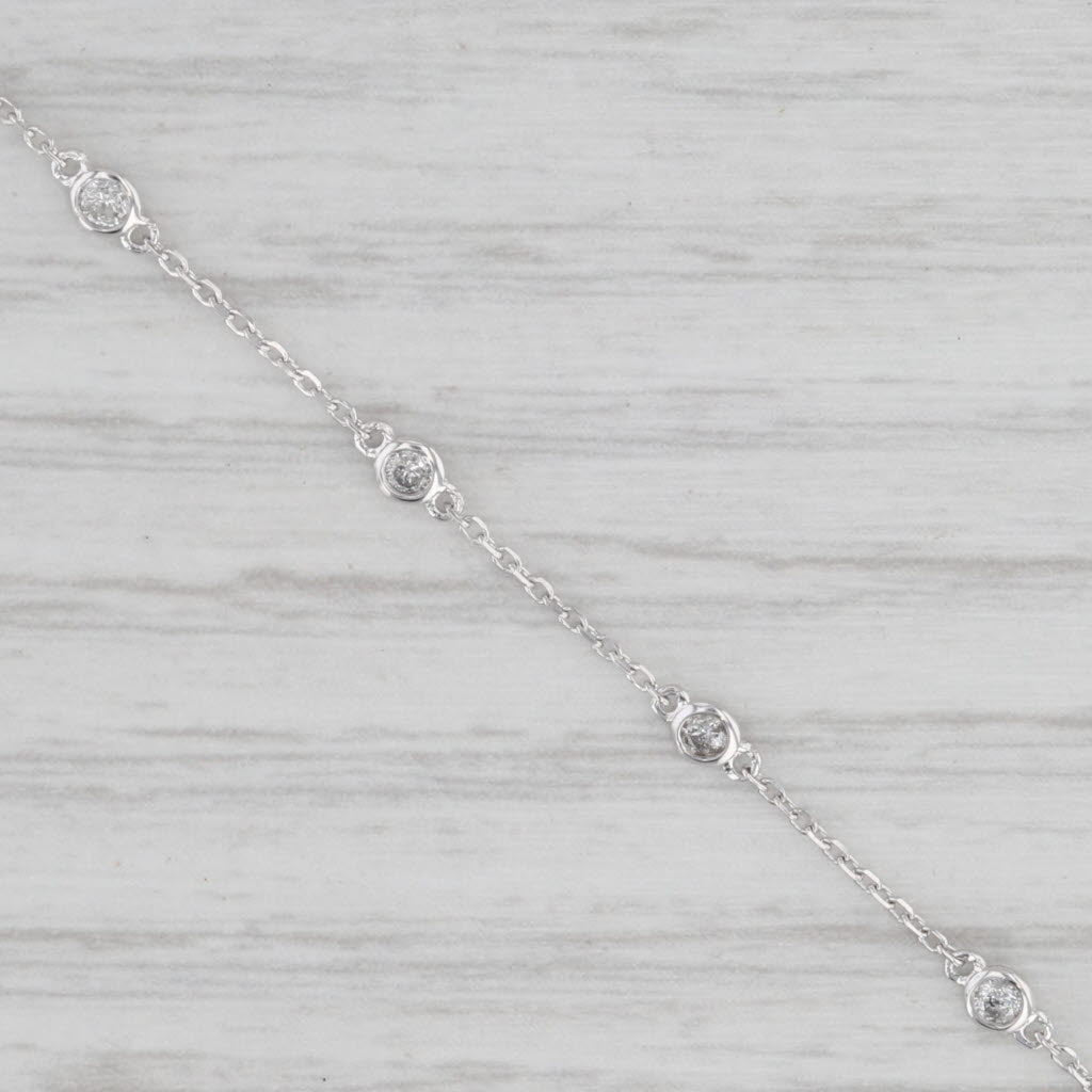 Light Gray New 0.25ctw Diamond By The Yard Station Bracelet 14k White Gold Chain Adjustable
