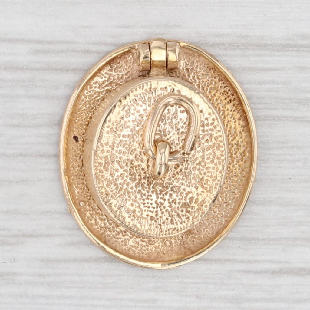 Light Gray Bunny in Top Hat Magic Trick Charm 14k Yellow Gold Opens Vintage Pendant