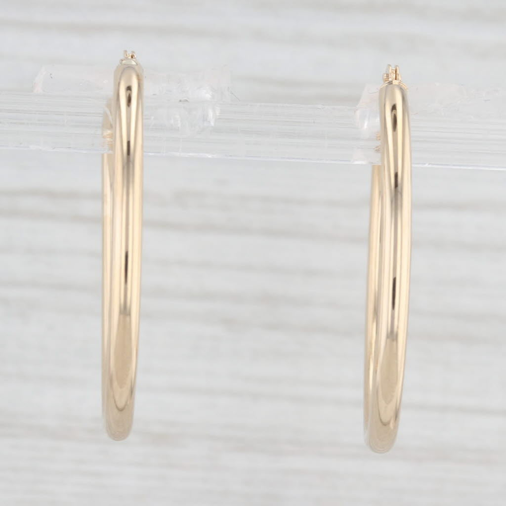 Light Gray Oval Hoop Earrings 10k Yellow Gold Snap Top Hoops