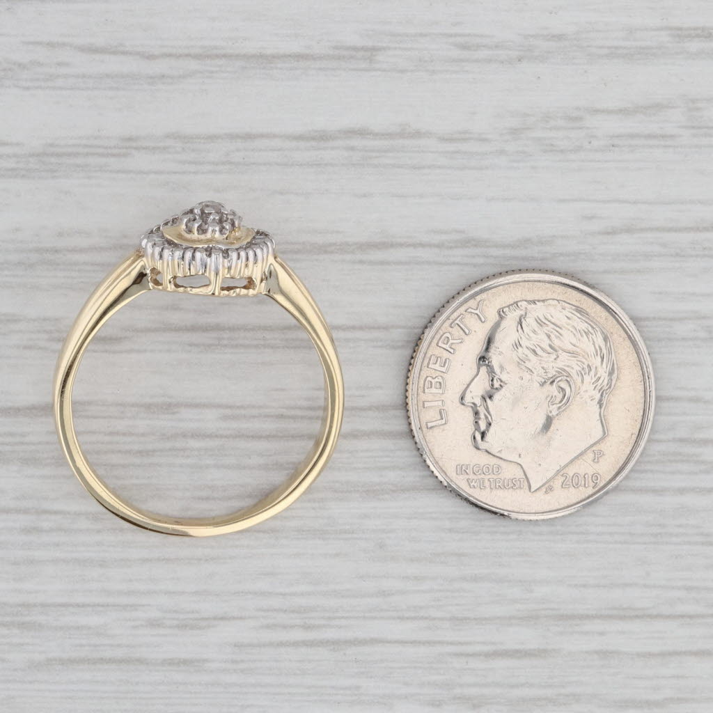 Gray 0.19ctw Diamond Cluster Halo Ring 10k Yellow Gold Size 7.75