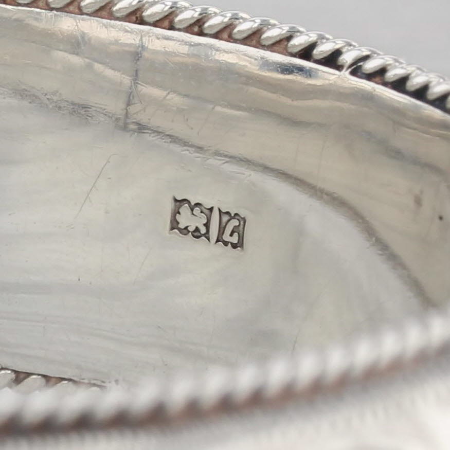 Dark Gray Floral Engraved Hinged Bangle Bracelet Sterling Silver Vintage Birmingham 7.25"