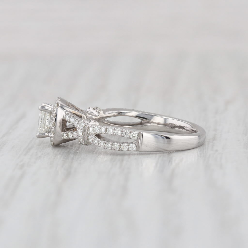0.55ctw Princess Diamond Halo Engagement Ring 14k White Gold Size 4.75
