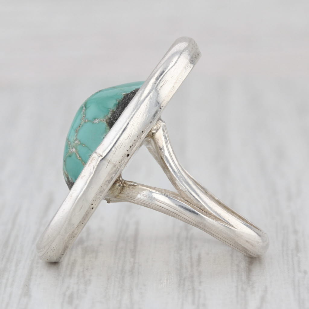 Vintage Turquoise Cabochon Ring Sterling Silver Native American Size 6