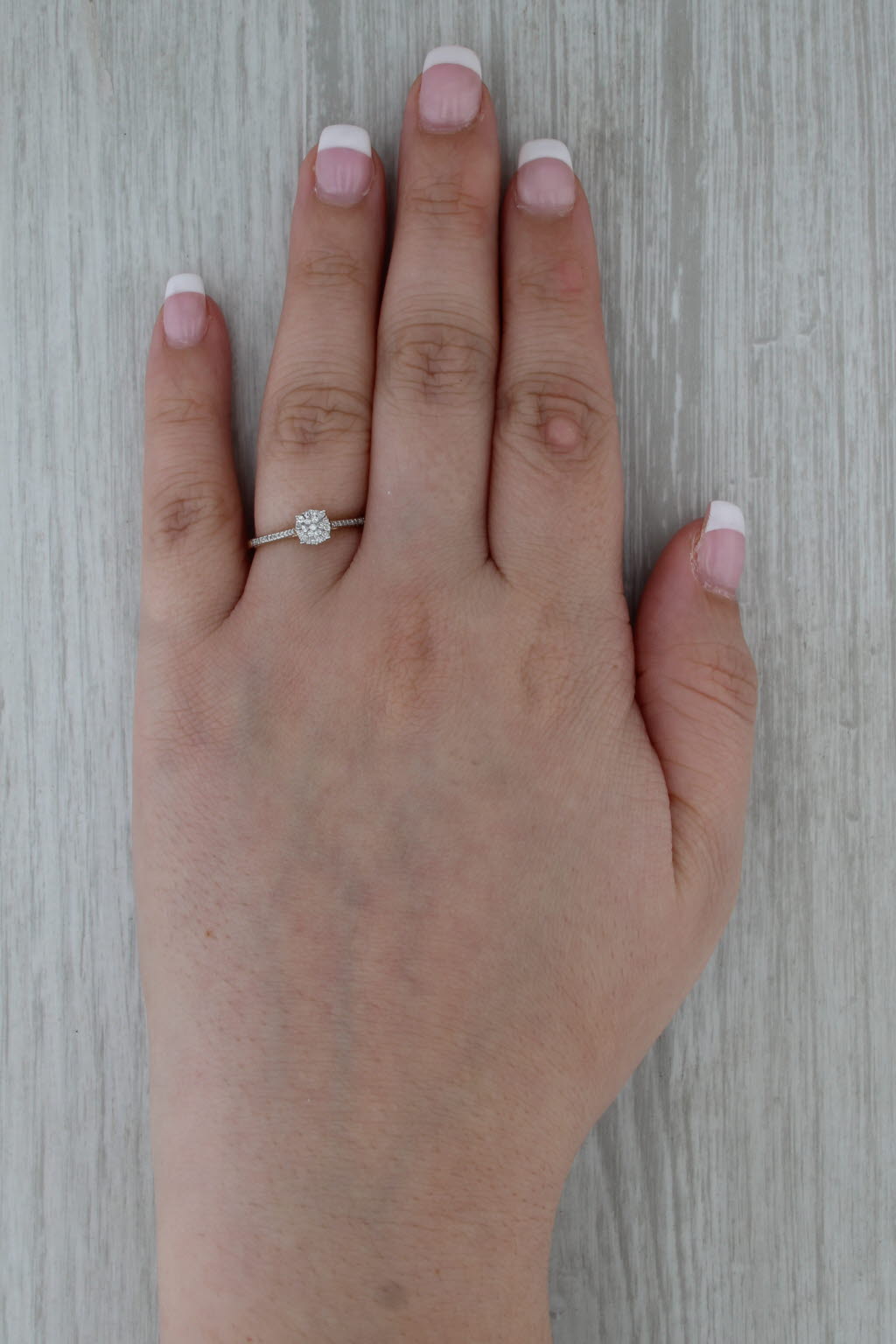 0.14ctw Diamond Cluster Engagement Ring 14k Yellow Gold Size 7.25