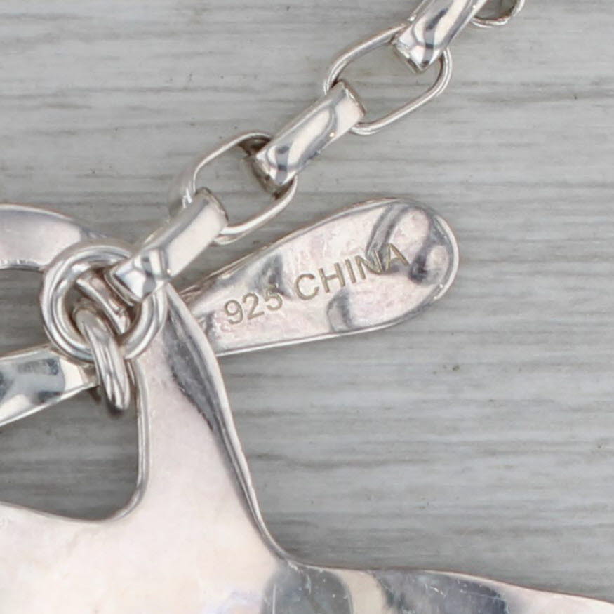Dark Gray Hammered Pendant Cable Chain Necklace Sterling Silver Engravable 18" RLM