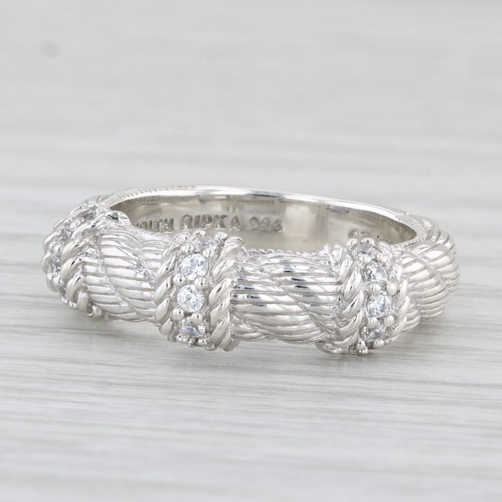 Light Gray Judith Ripka 0.22ctw Cubic Zirconia Ring Sterling Silver Size 7 Stackable Band