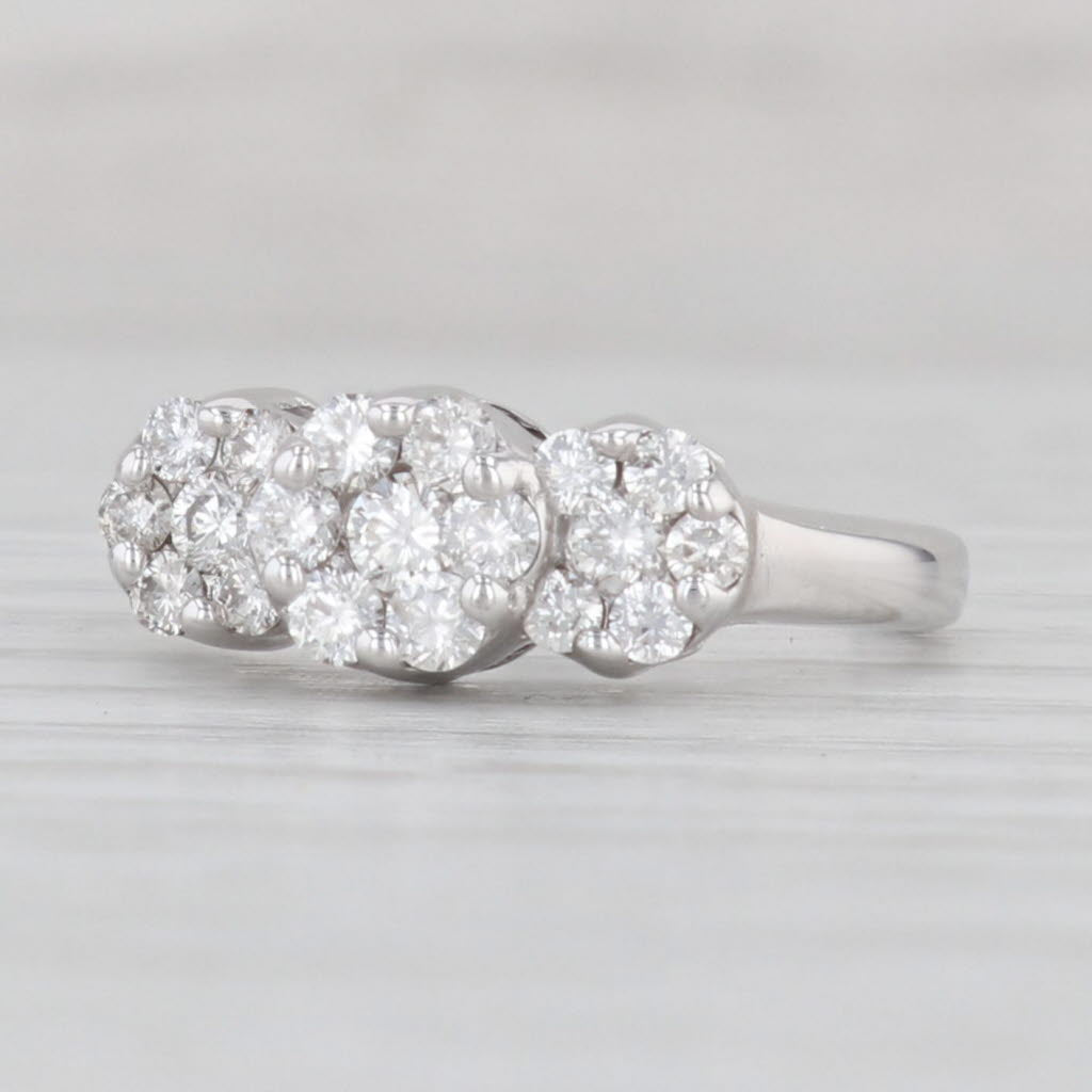Light Gray 0.50ctw Diamond Flower Clusters Ring 14k White Gold Size 6