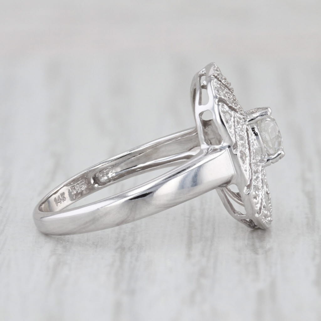 0.59ctw Diamond Engagement Ring 14k White Gold Size 7.25 Pave Openwork
