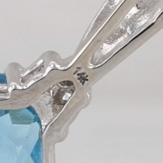 2.72ctw Blue Topaz Diamond Pendant 14k White Gold Small Drop