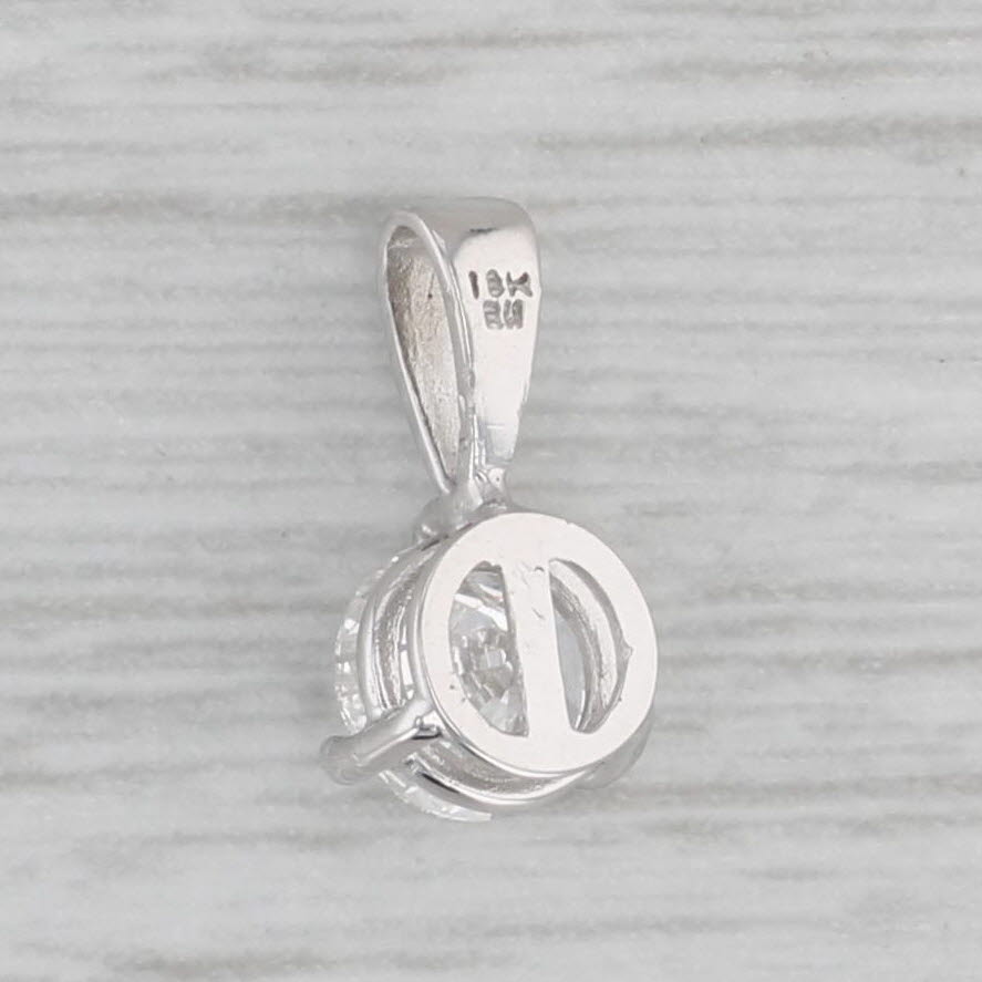 New Small 0.54ct Round Diamond Solitaire Pendant 18k White Gold GIA