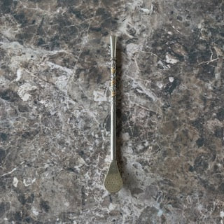 Bombilla Mate Tea Cocktail Filter Spoon Straw 800 Silver 10k Gold Vintage