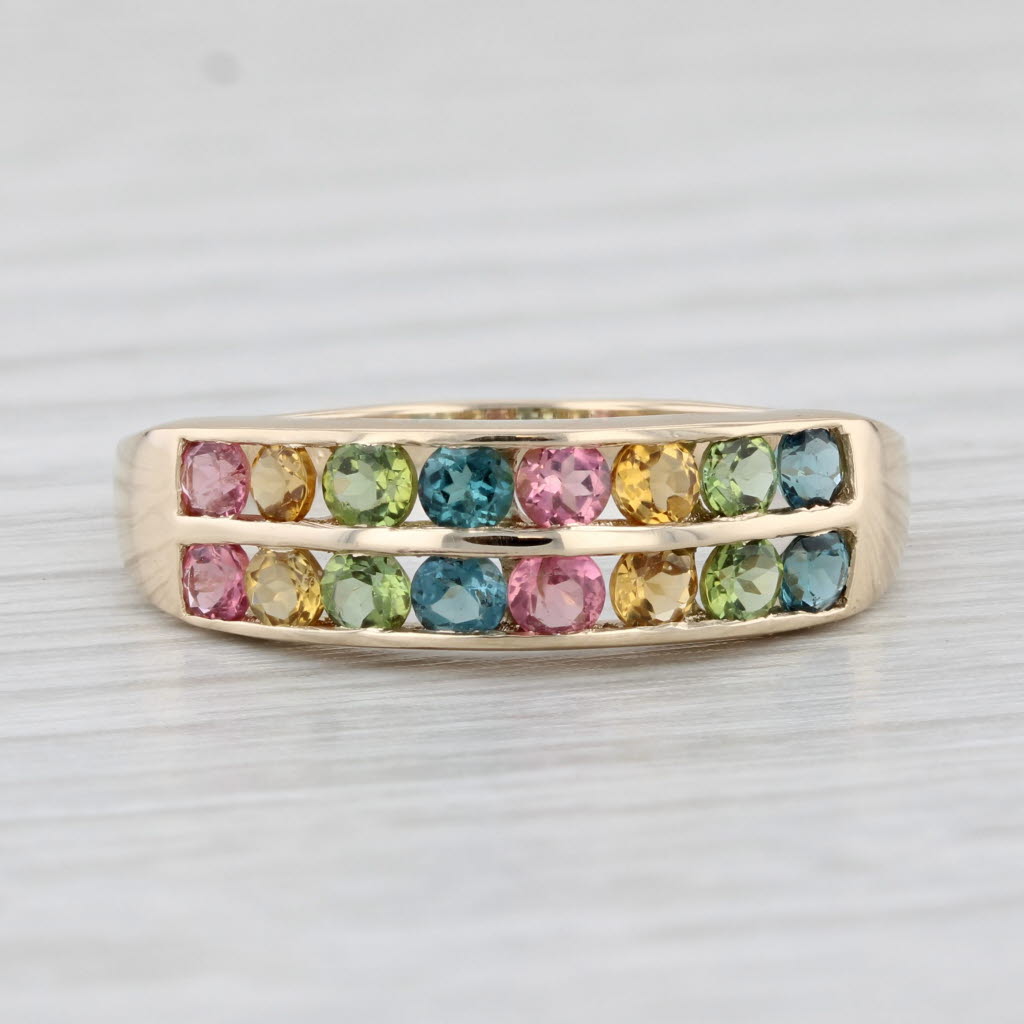 Light Gray 1.25ctw Multicolor Tourmaline Ring 14k Yellow Gold Size 8 Stackable